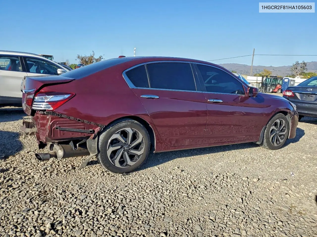 1HGCR2F81HA105603 2017 Honda Accord Exl