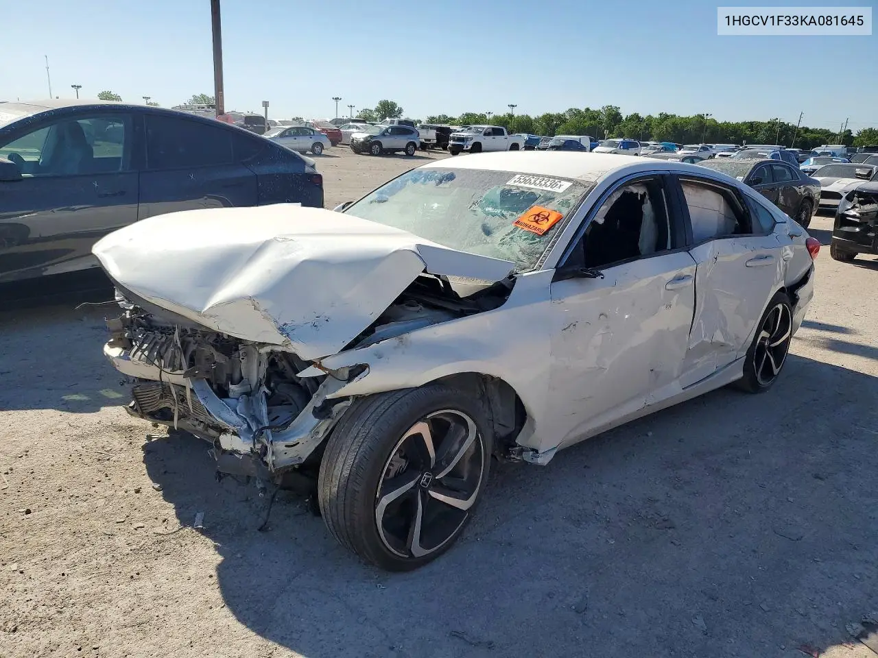 1HGCV1F33KA081645 2019 Honda Accord Sport
