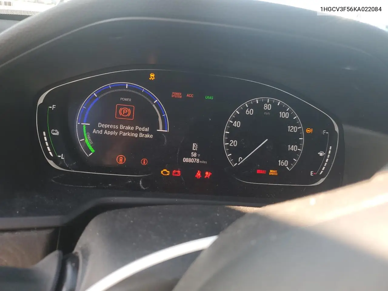 1HGCV3F56KA022084 2019 Honda Accord Hybrid Exl