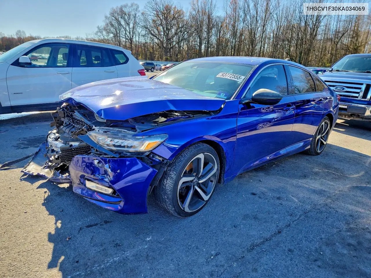 1HGCV1F30KA034069 2019 Honda Accord Sport