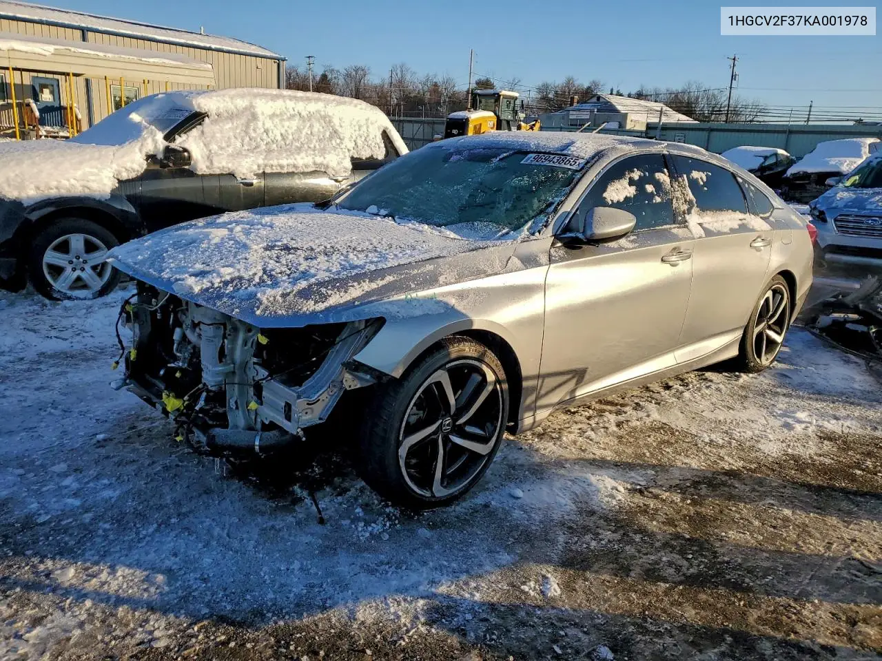 1HGCV2F37KA001978 2019 Honda Accord Sport