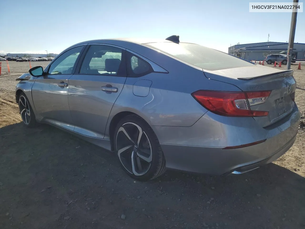 2022 Honda Accord Hybrid Sport VIN: 1HGCV3F21NA022794 Lot: 68663424