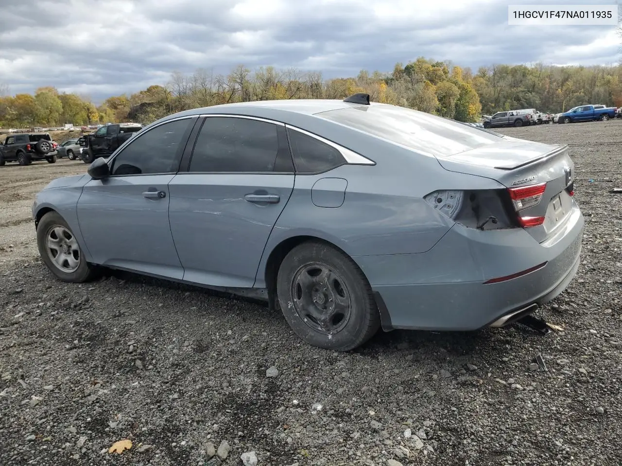 1HGCV1F47NA011935 2022 Honda Accord Sport Se