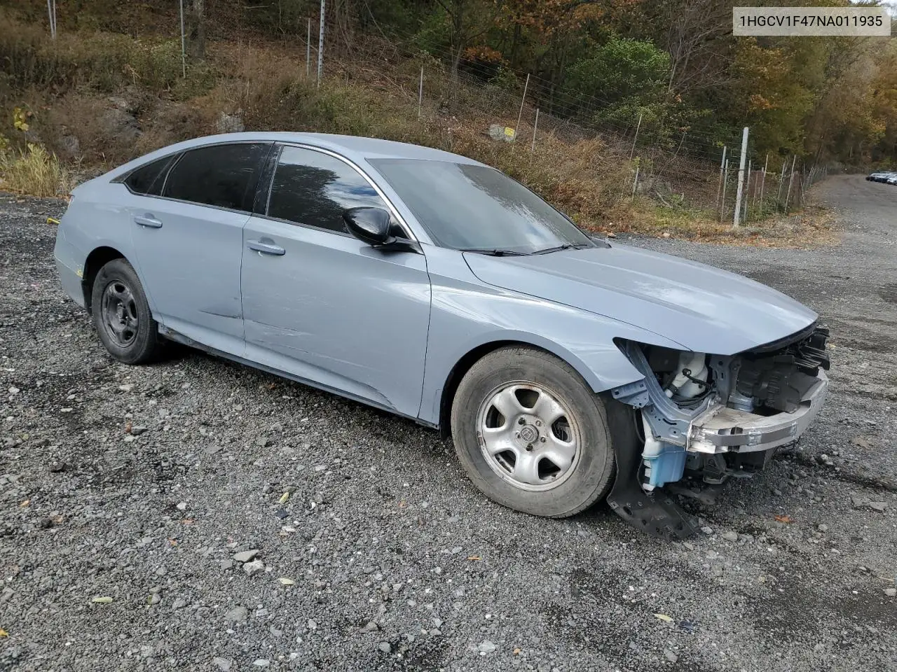 1HGCV1F47NA011935 2022 Honda Accord Sport Se