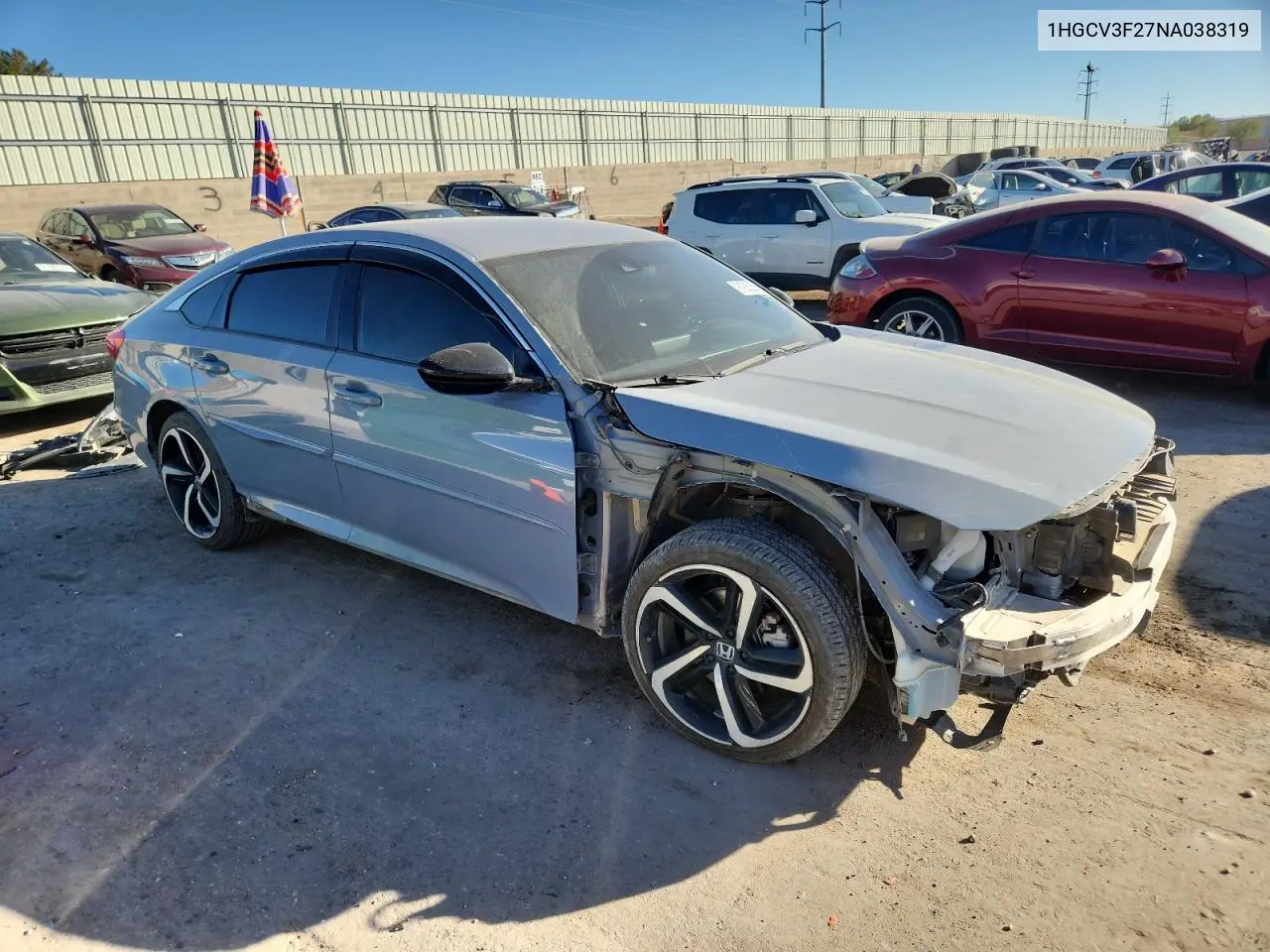 1HGCV3F27NA038319 2022 Honda Accord Hybrid Sport