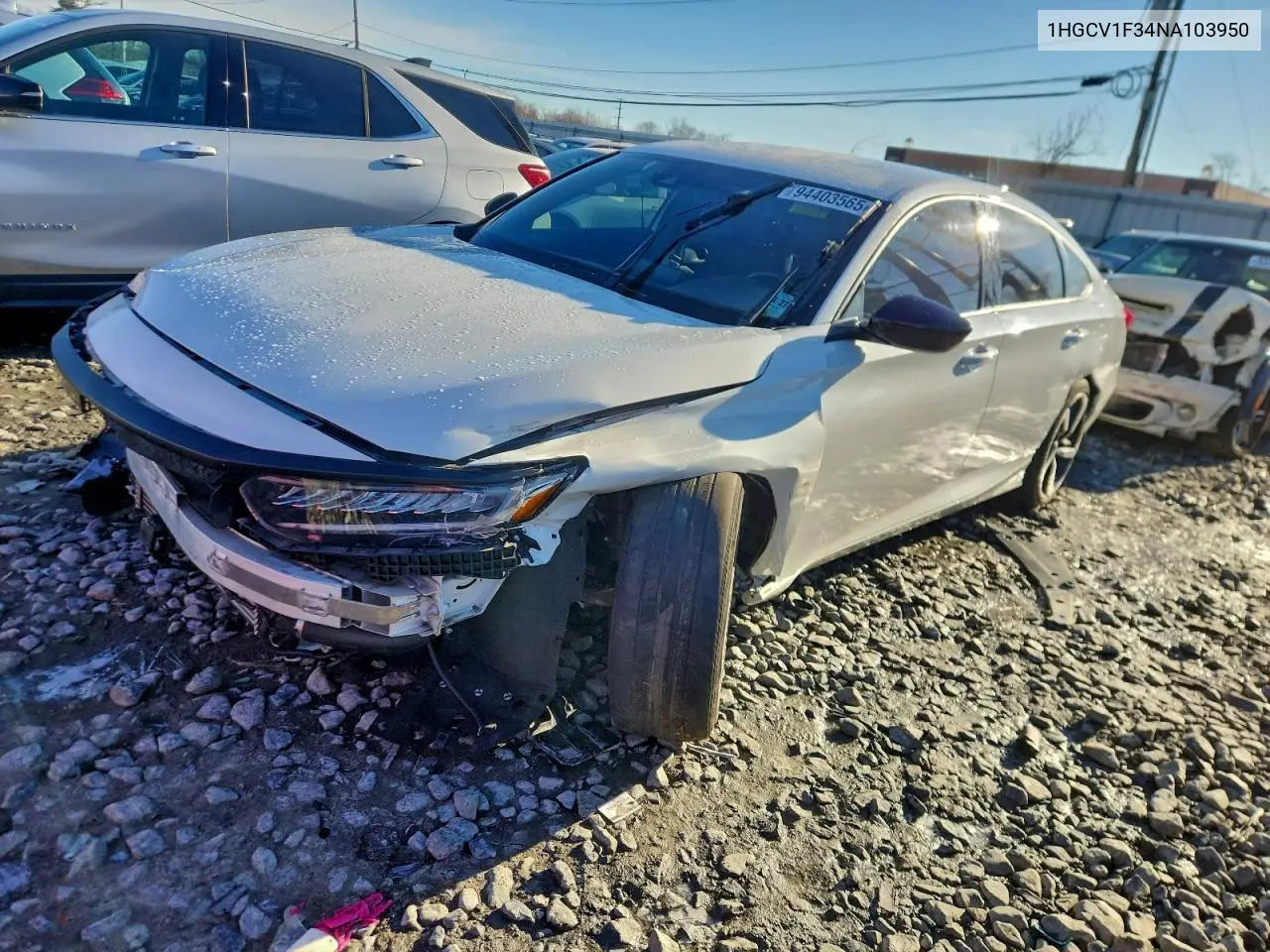 1HGCV1F34NA103950 2022 Honda Accord Sport