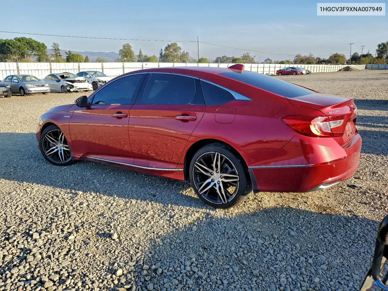 1HGCV3F9XNA007949 2022 Honda Accord Touring Hybrid