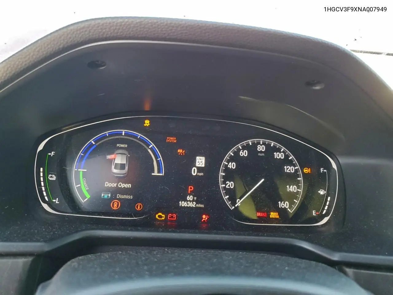 1HGCV3F9XNA007949 2022 Honda Accord Touring Hybrid