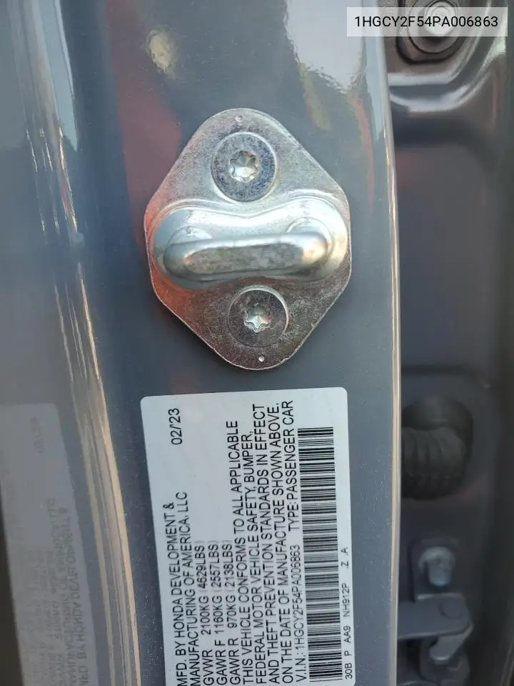 1HGCY2F54PA006863 2023 Honda Accord Hybrid Sport