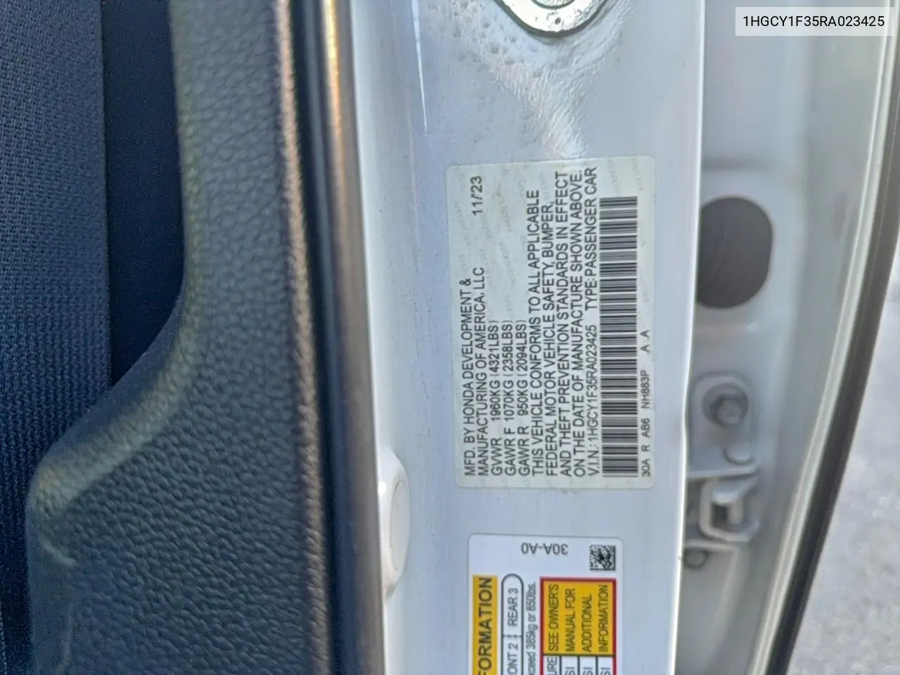 1HGCY1F35RA023425 2024 Honda Accord Ex