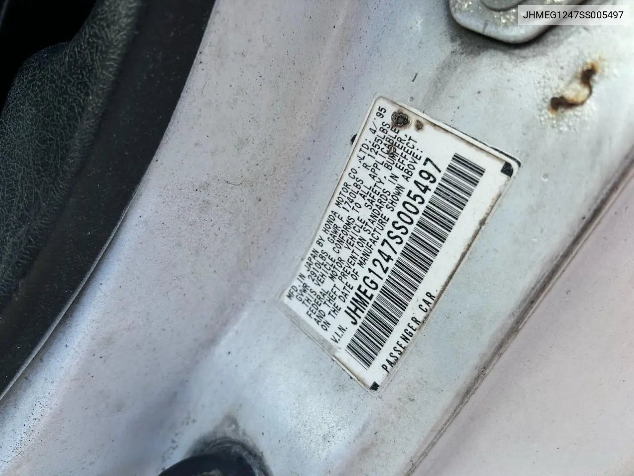 JHMEG1247SS005497 1995 Honda Civic Del Sol S