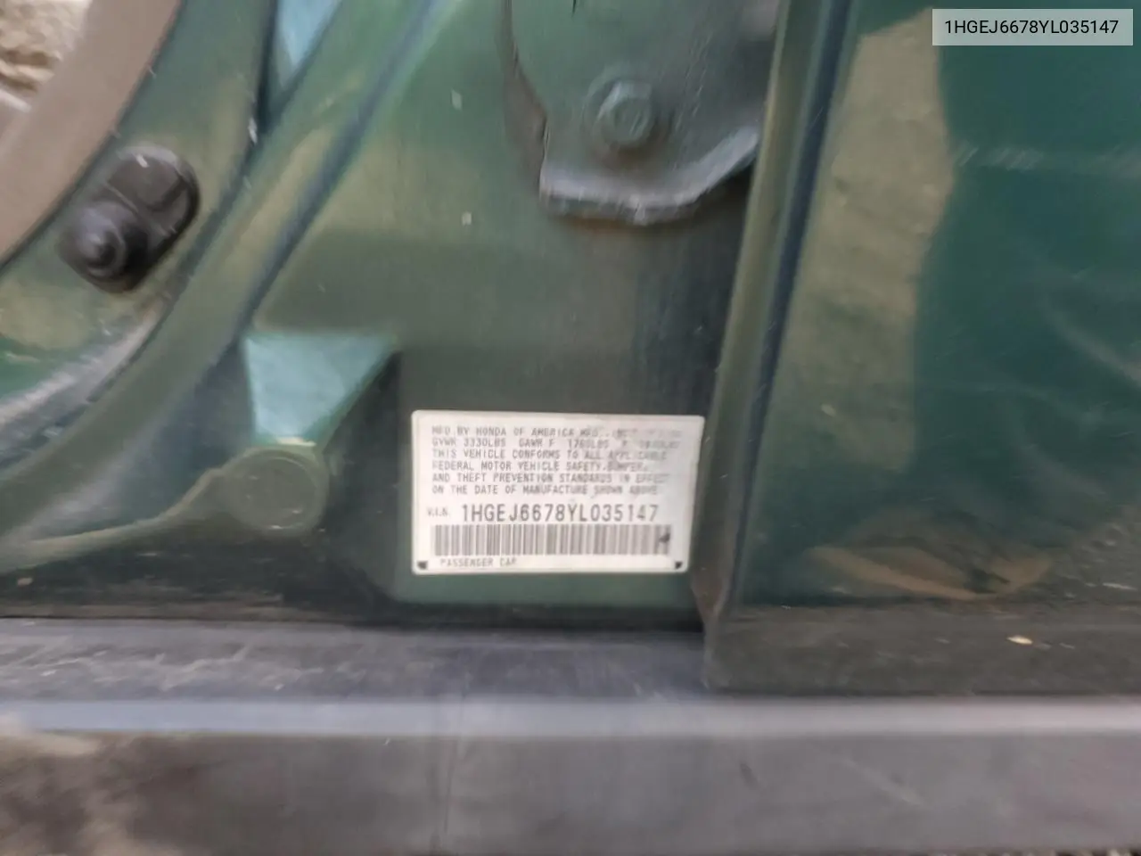 1HGEJ6678YL035147 2000 Honda Civic Lx