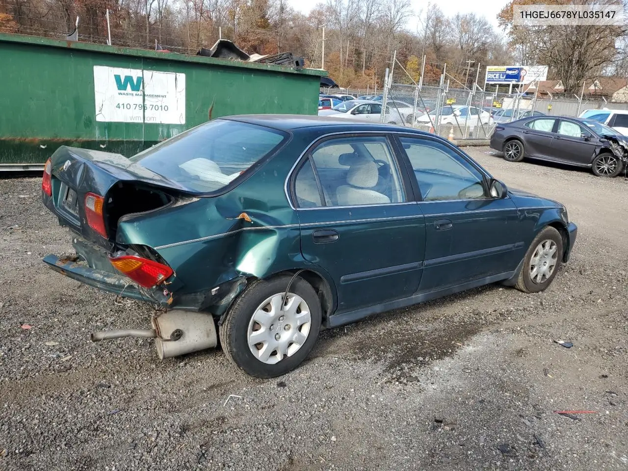 1HGEJ6678YL035147 2000 Honda Civic Lx