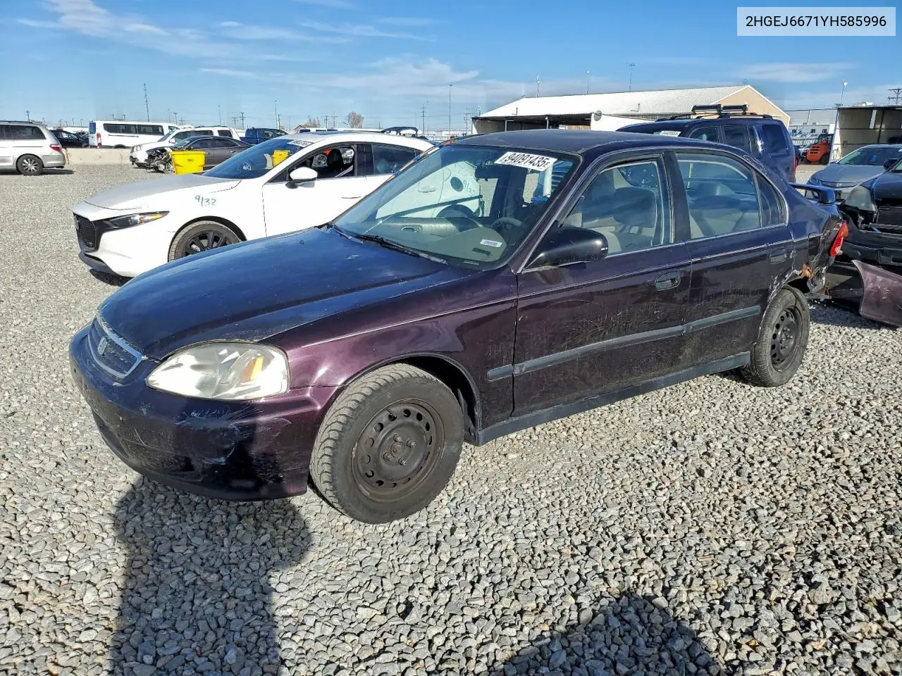 2HGEJ6671YH585996 2000 Honda Civic Lx