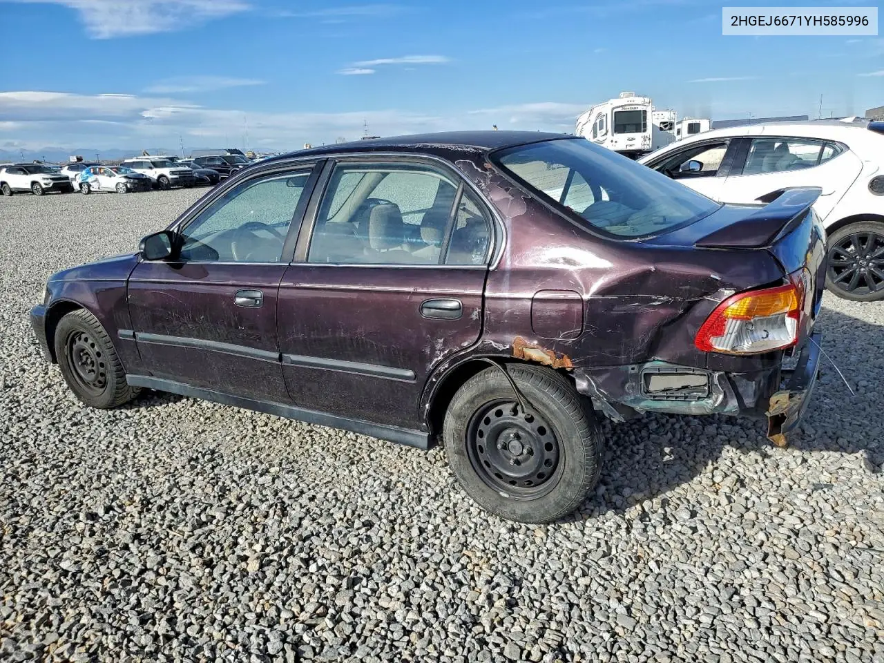 2HGEJ6671YH585996 2000 Honda Civic Lx