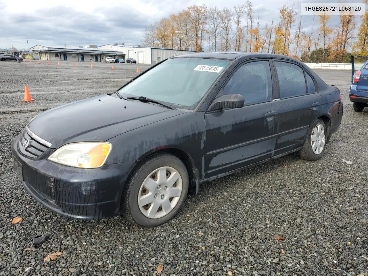1HGES26721L063120 2001 Honda Civic Ex