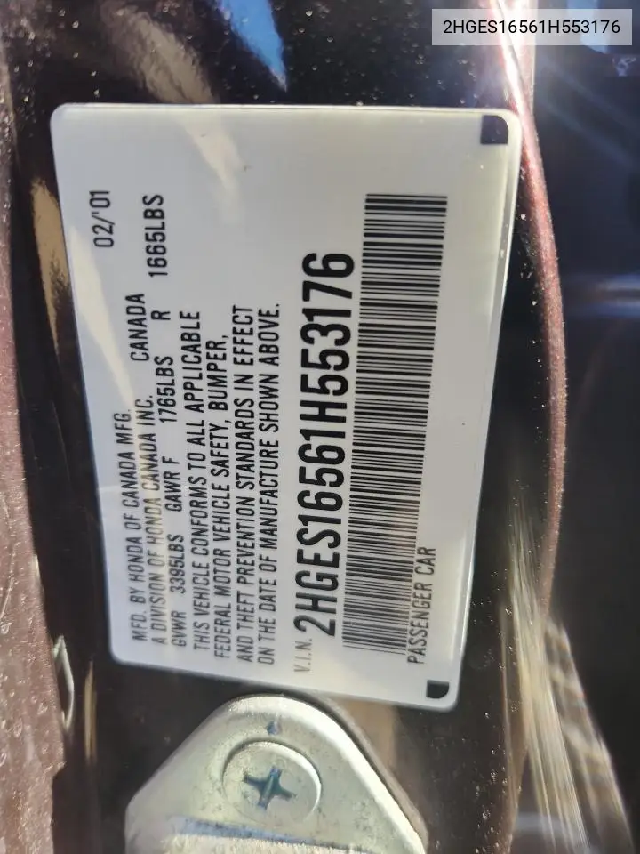 2HGES16561H553176 2001 Honda Civic Lx