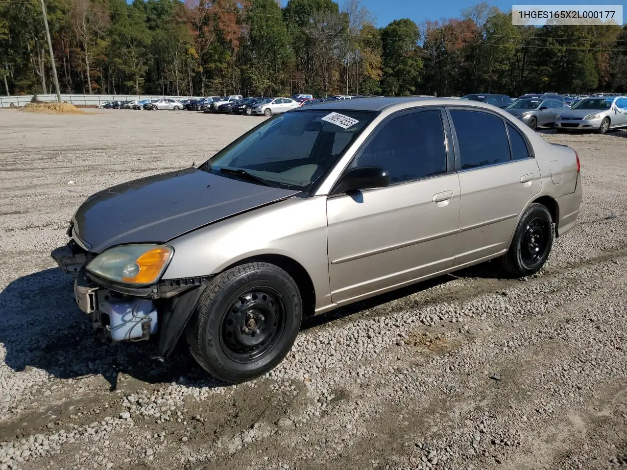 1HGES165X2L000177 2002 Honda Civic Lx