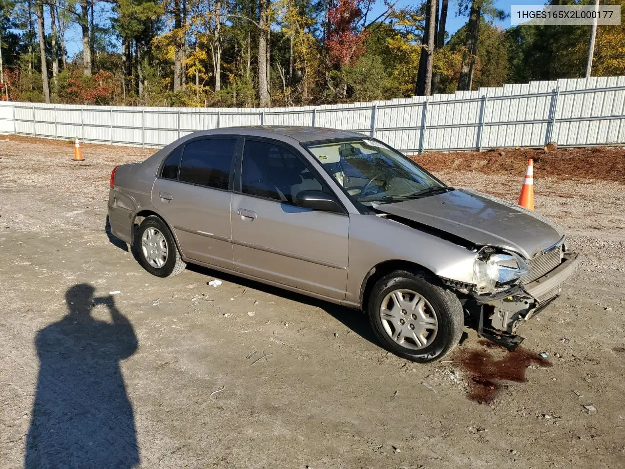1HGES165X2L000177 2002 Honda Civic Lx