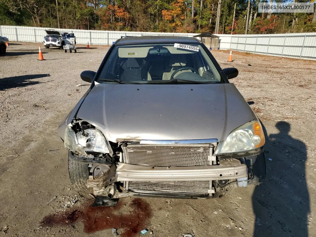 1HGES165X2L000177 2002 Honda Civic Lx