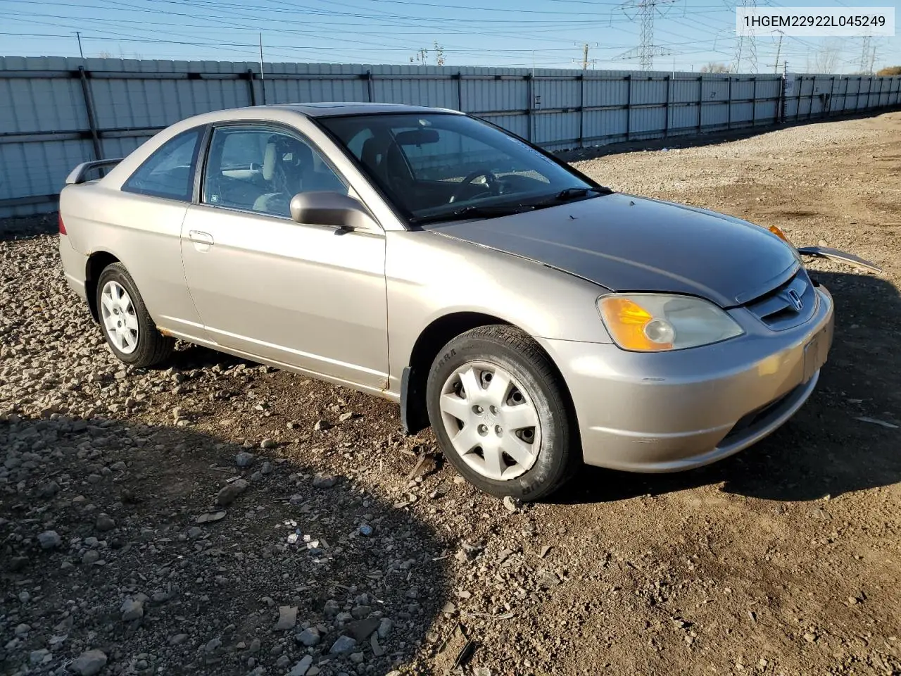1HGEM22922L045249 2002 Honda Civic Ex