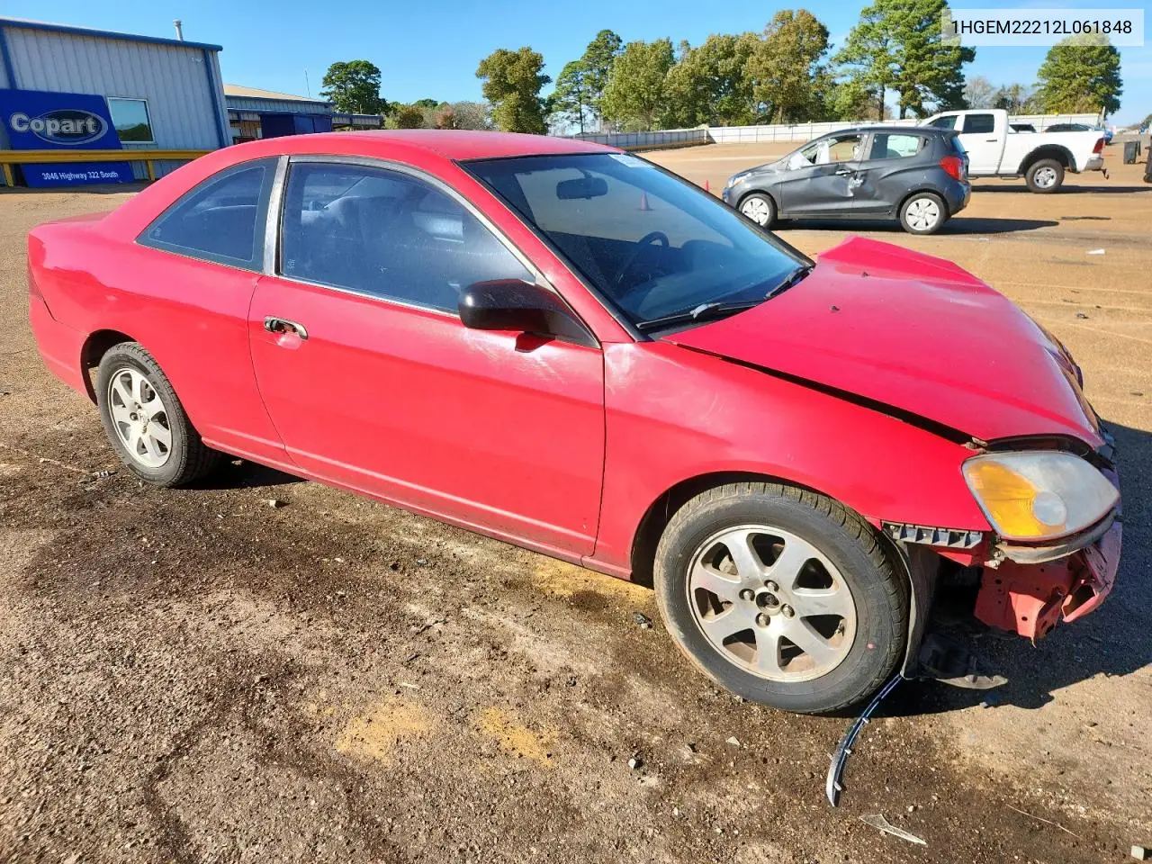 1HGEM22212L061848 2002 Honda Civic Dx