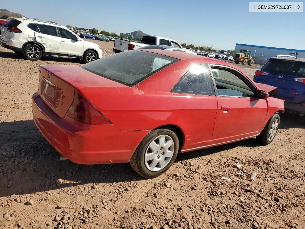 1HGEM22972L007113 2002 Honda Civic Ex