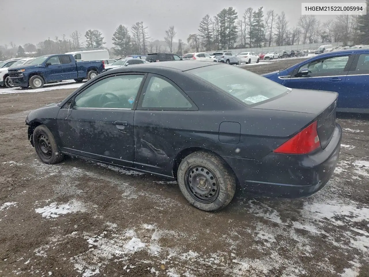 1HGEM21522L005994 2002 Honda Civic Lx