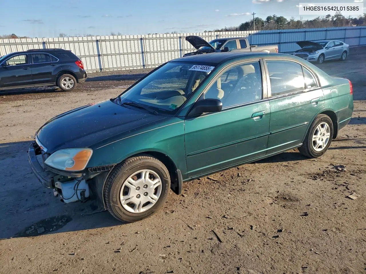 1HGES16542L015385 2002 Honda Civic Lx