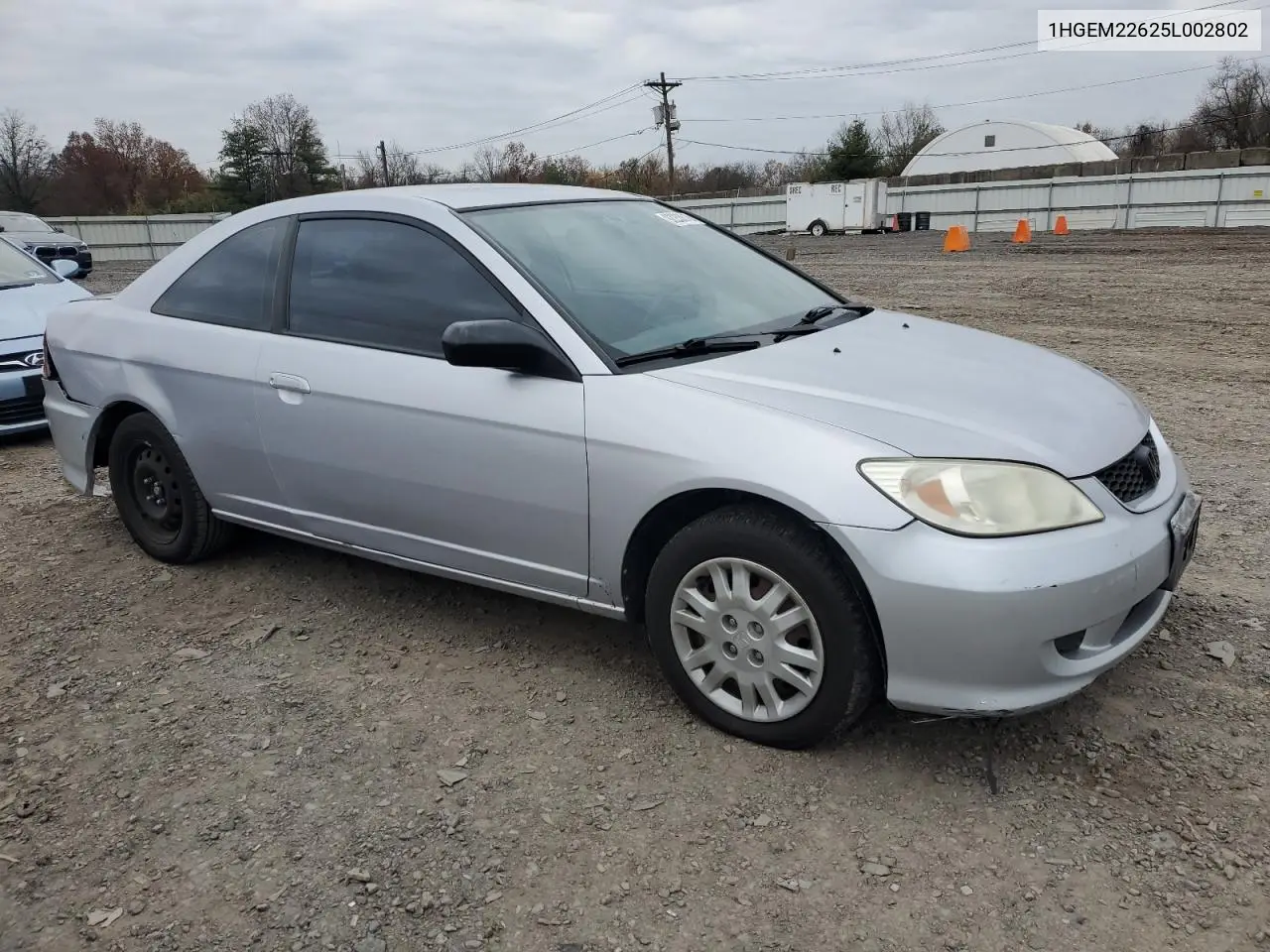 1HGEM22625L002802 2005 Honda Civic Lx