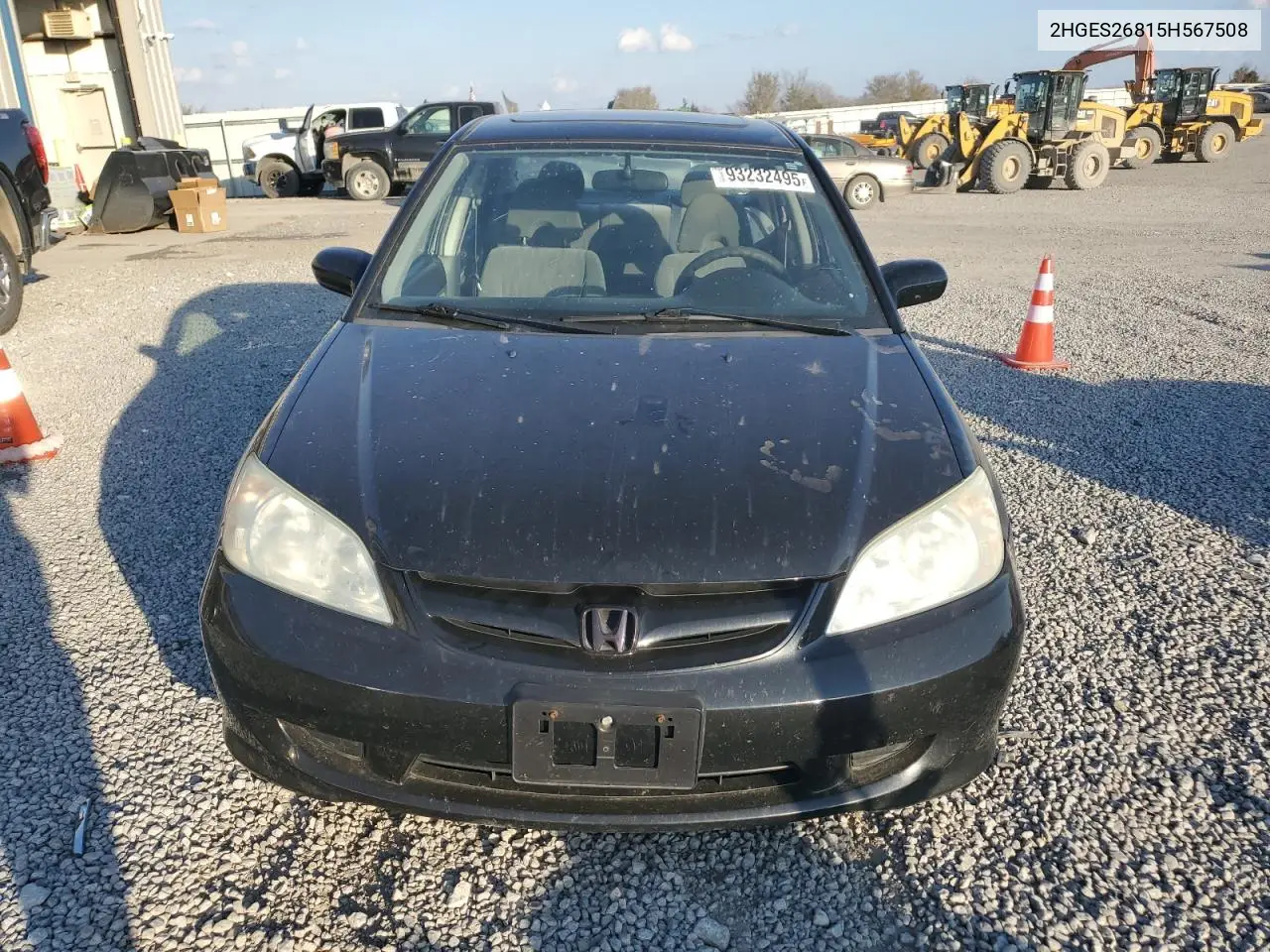 2HGES26815H567508 2005 Honda Civic Ex