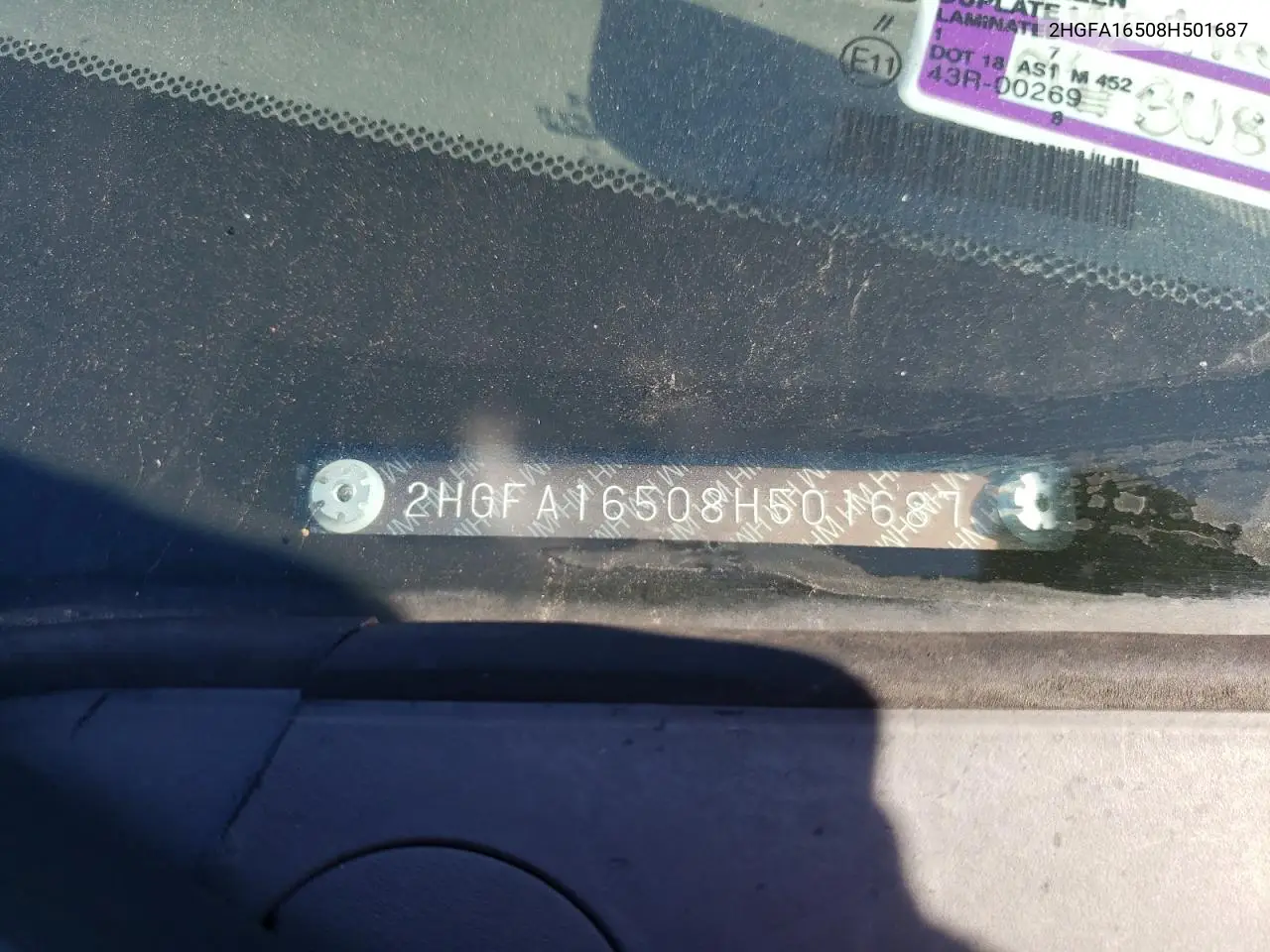 2HGFA16508H501687 2008 Honda Civic Lx