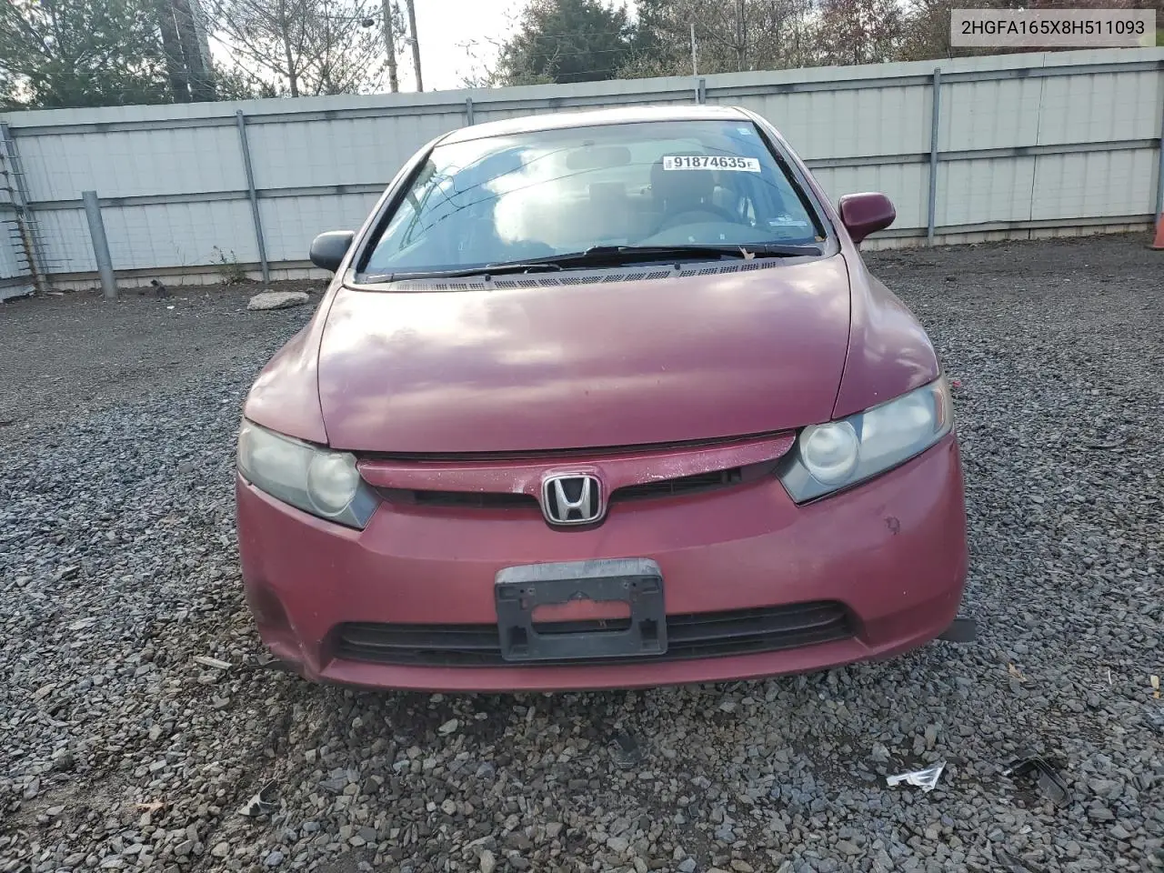 2HGFA165X8H511093 2008 Honda Civic Lx
