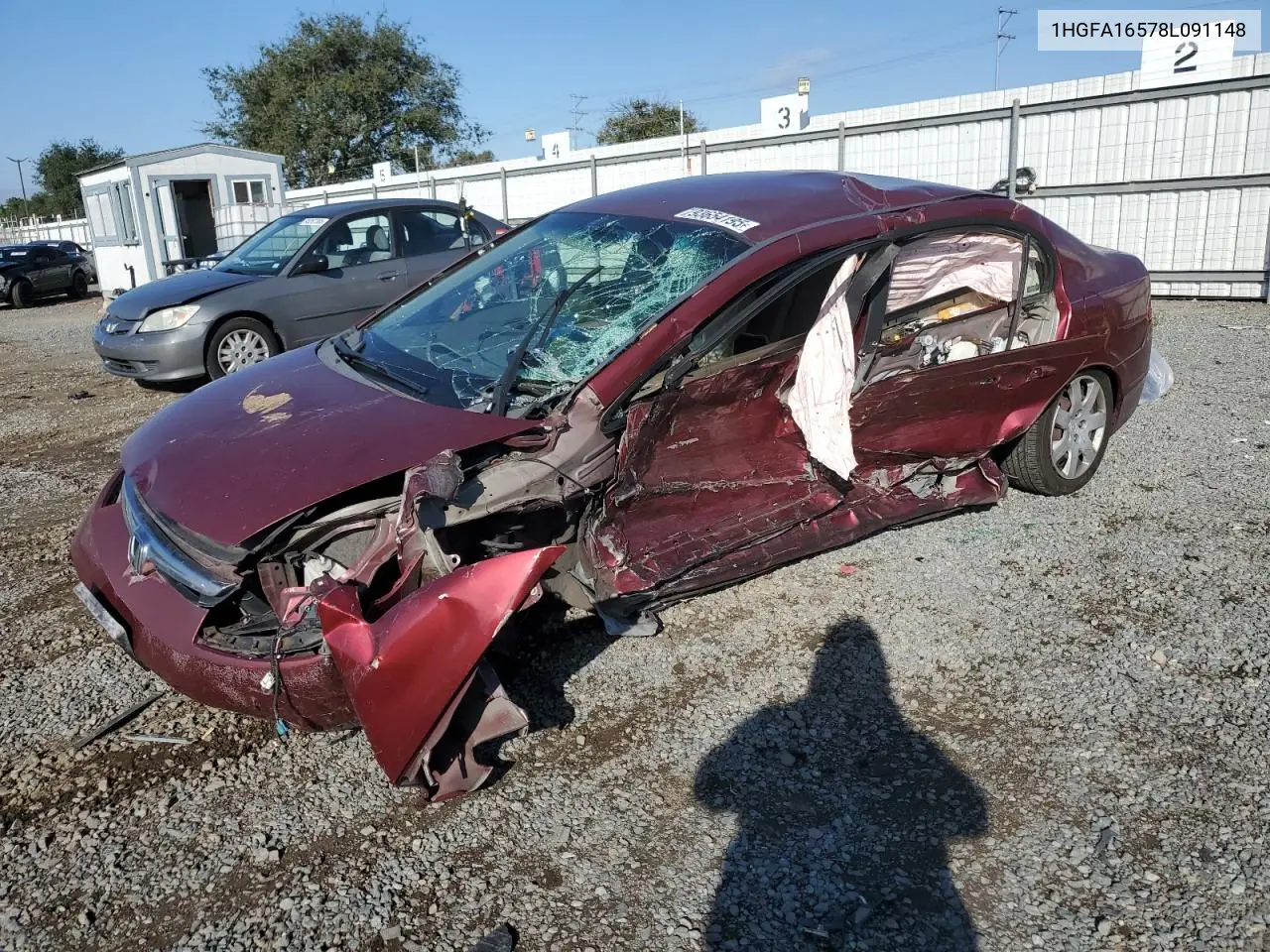 1HGFA16578L091148 2008 Honda Civic Lx
