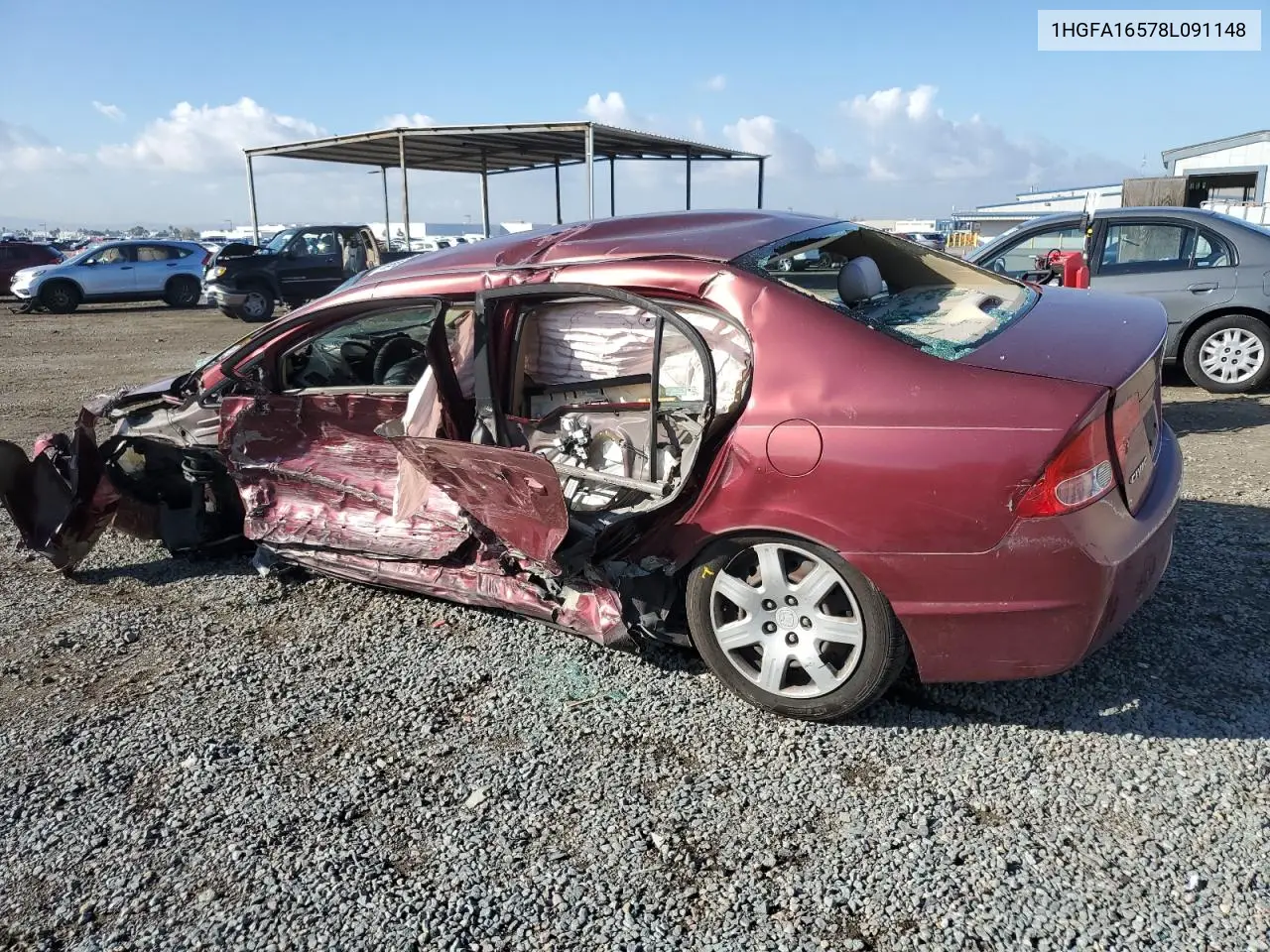 1HGFA16578L091148 2008 Honda Civic Lx