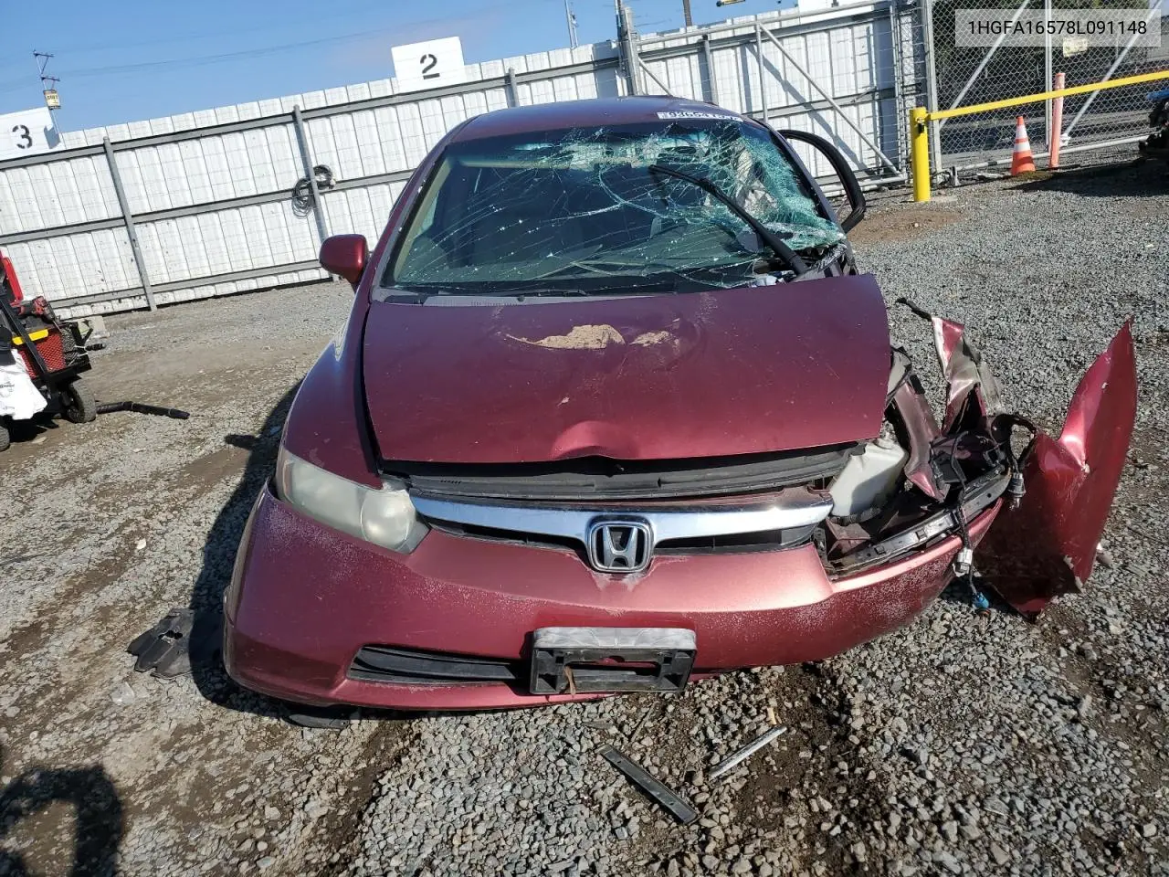 1HGFA16578L091148 2008 Honda Civic Lx