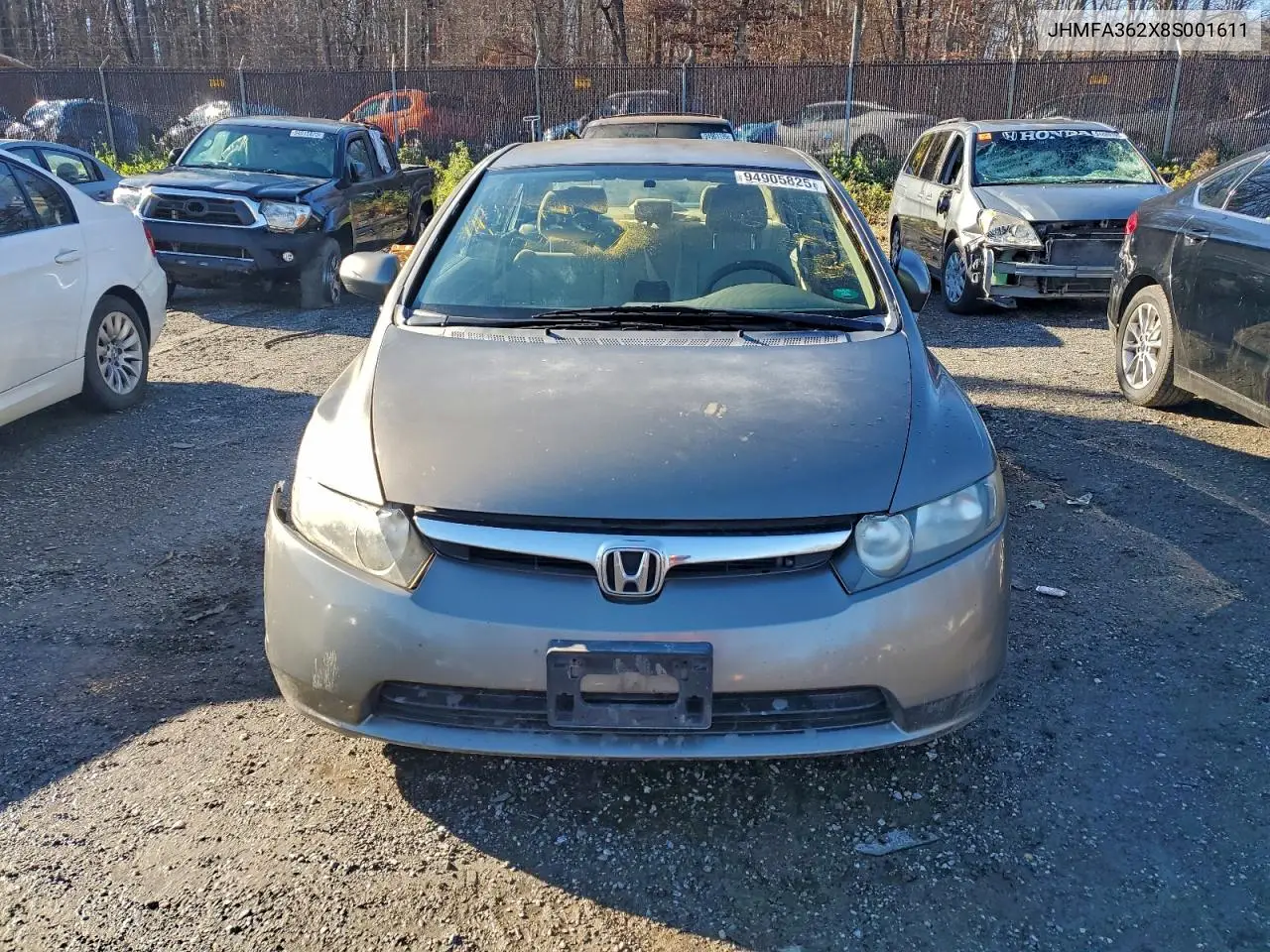 JHMFA362X8S001611 2008 Honda Civic Hybrid