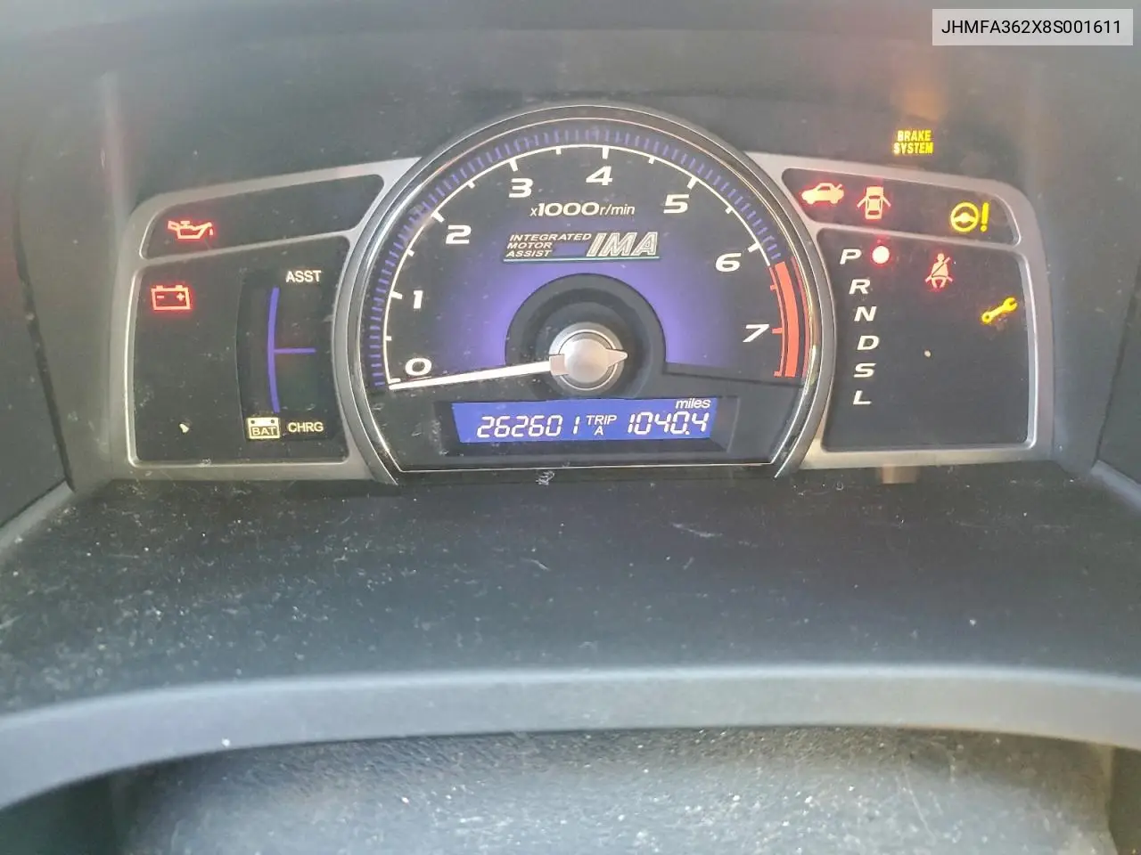 JHMFA362X8S001611 2008 Honda Civic Hybrid
