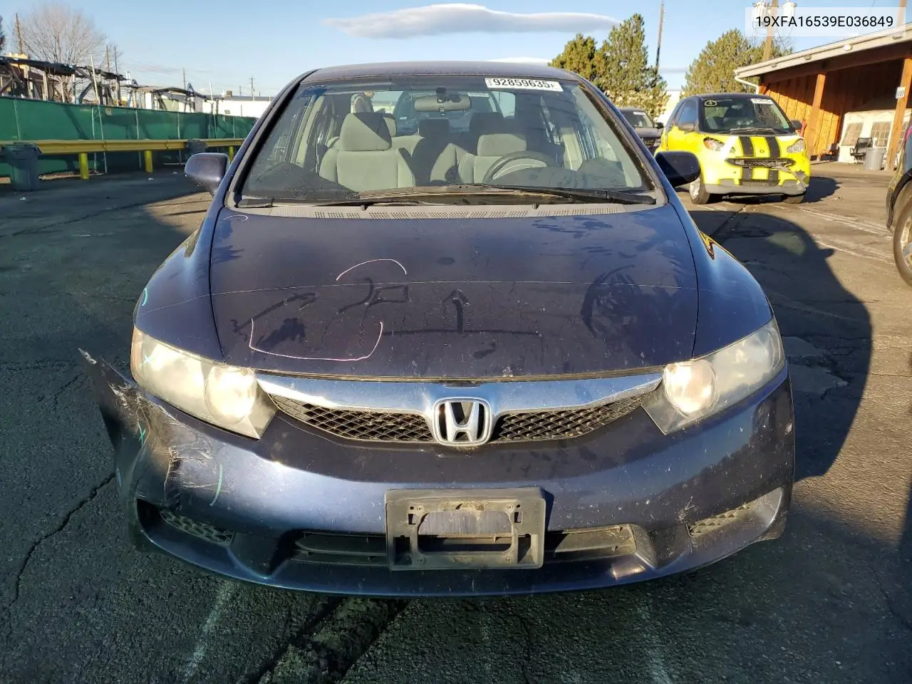 19XFA16539E036849 2009 Honda Civic Lx