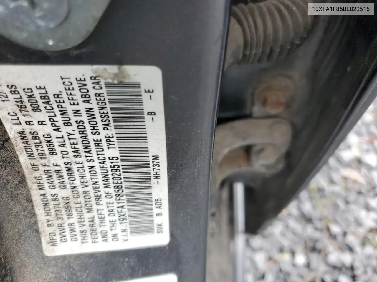 19XFA1F85BE029515 2011 Honda Civic Ex