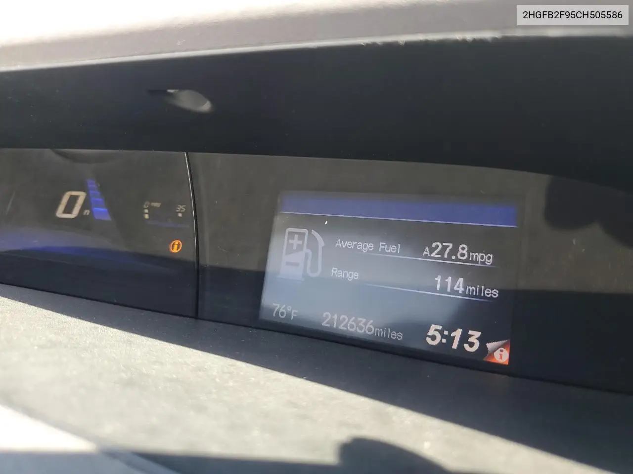 2HGFB2F95CH505586 2012 Honda Civic Exl