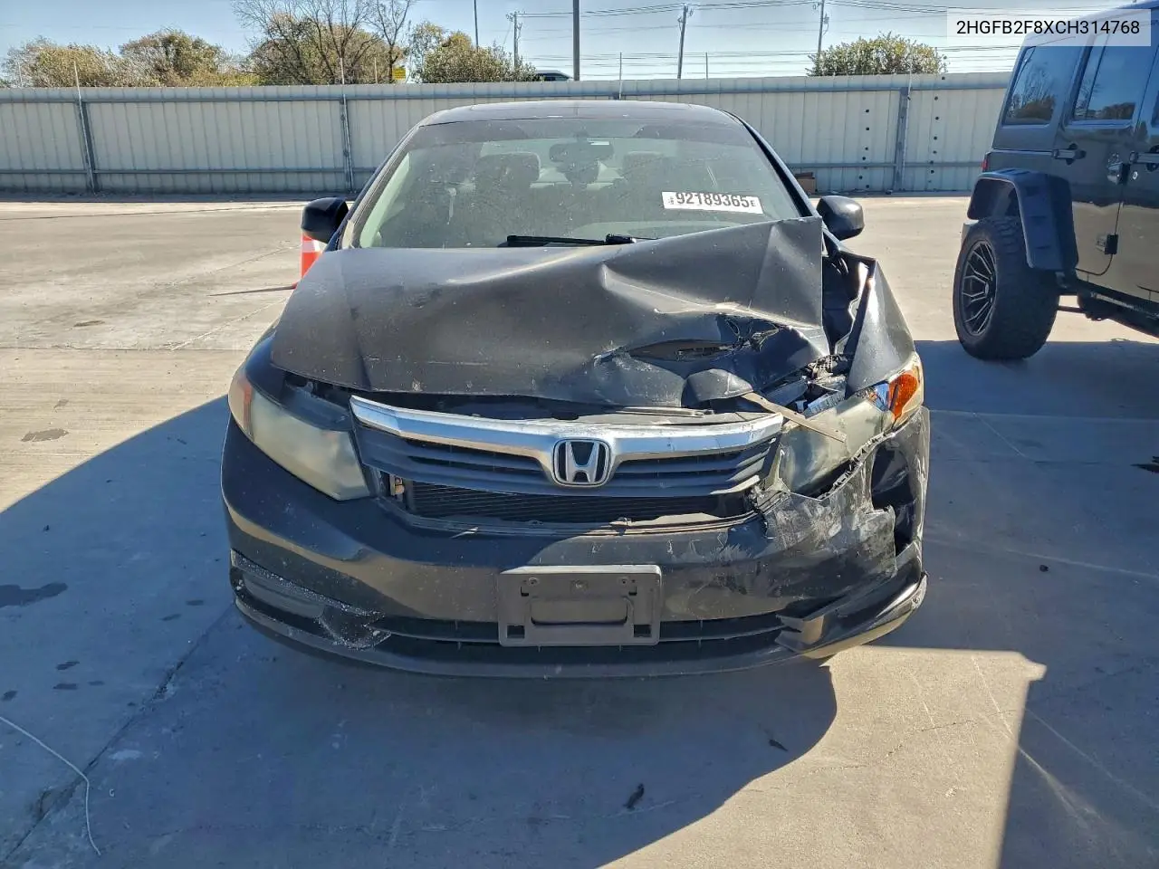2HGFB2F8XCH314768 2012 Honda Civic Ex