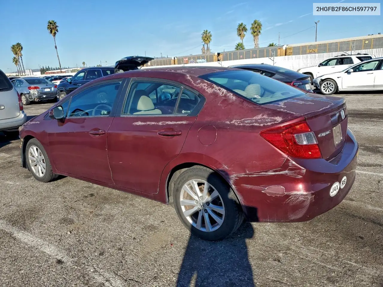 2HGFB2F86CH597797 2012 Honda Civic Ex