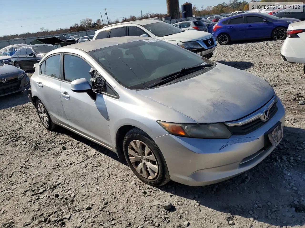 2HGFB2F51CH314132 2012 Honda Civic Lx