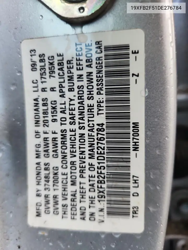 19XFB2F51DE276784 2013 Honda Civic Lx