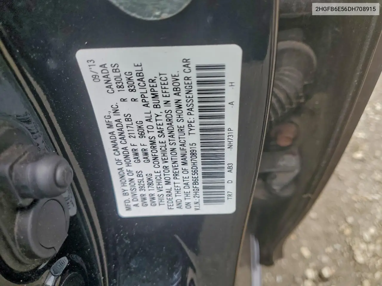 2HGFB6E56DH708915 2013 Honda Civic Si