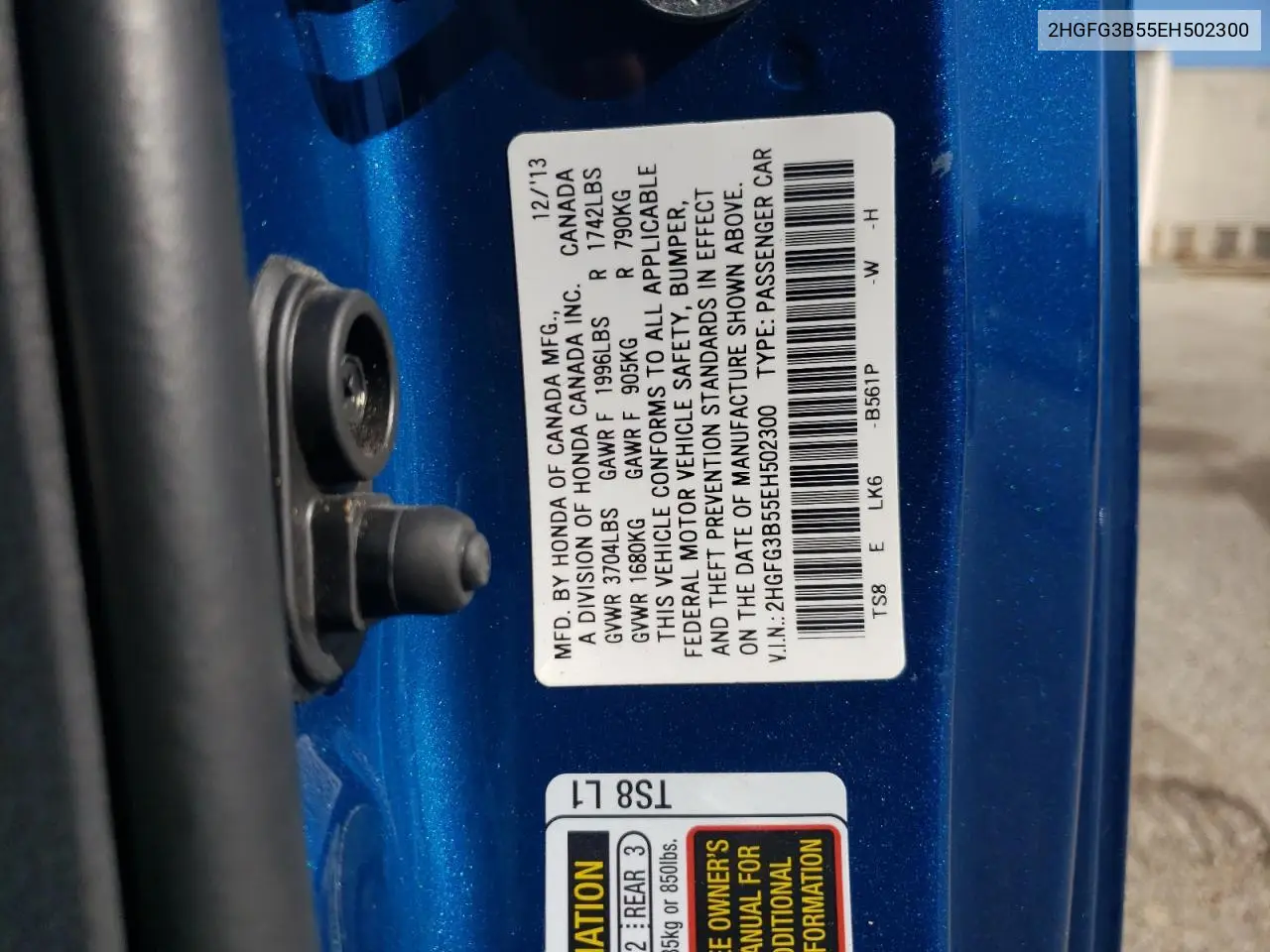 2HGFG3B55EH502300 2014 Honda Civic Lx