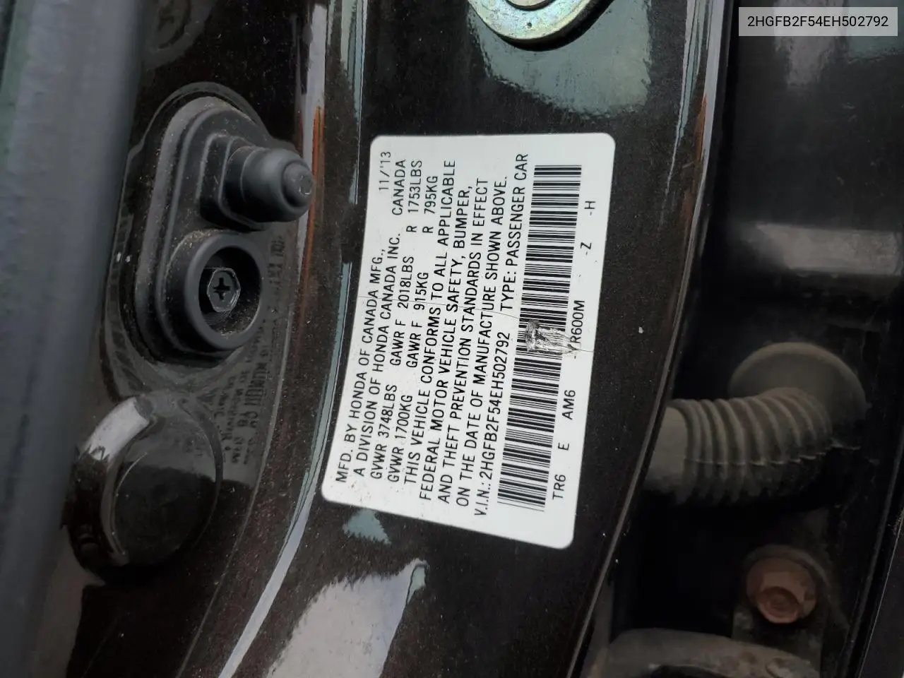 2HGFB2F54EH502792 2014 Honda Civic Lx