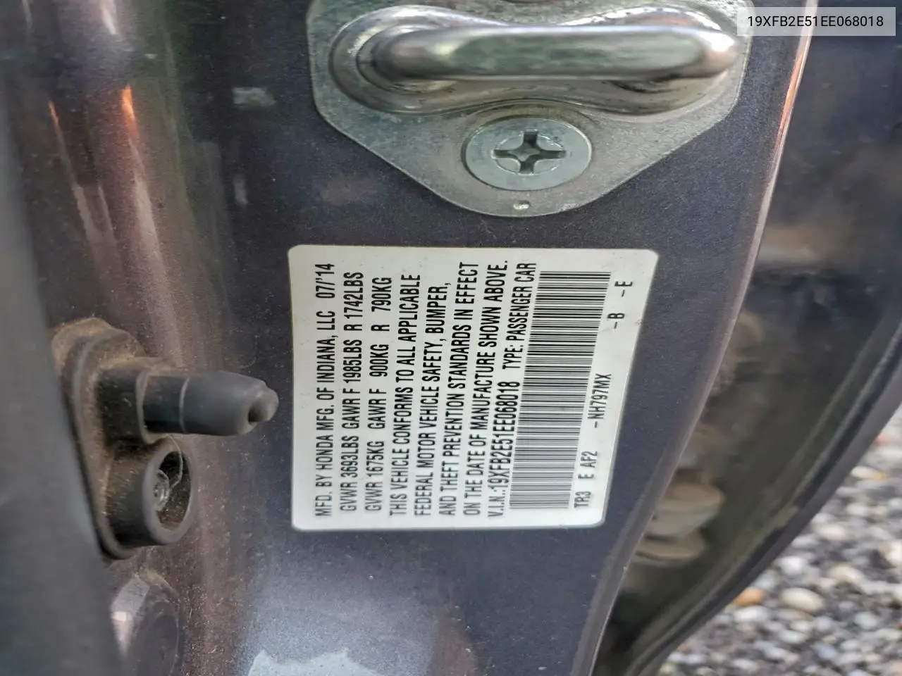 19XFB2E51EE068018 2014 Honda Civic Lx