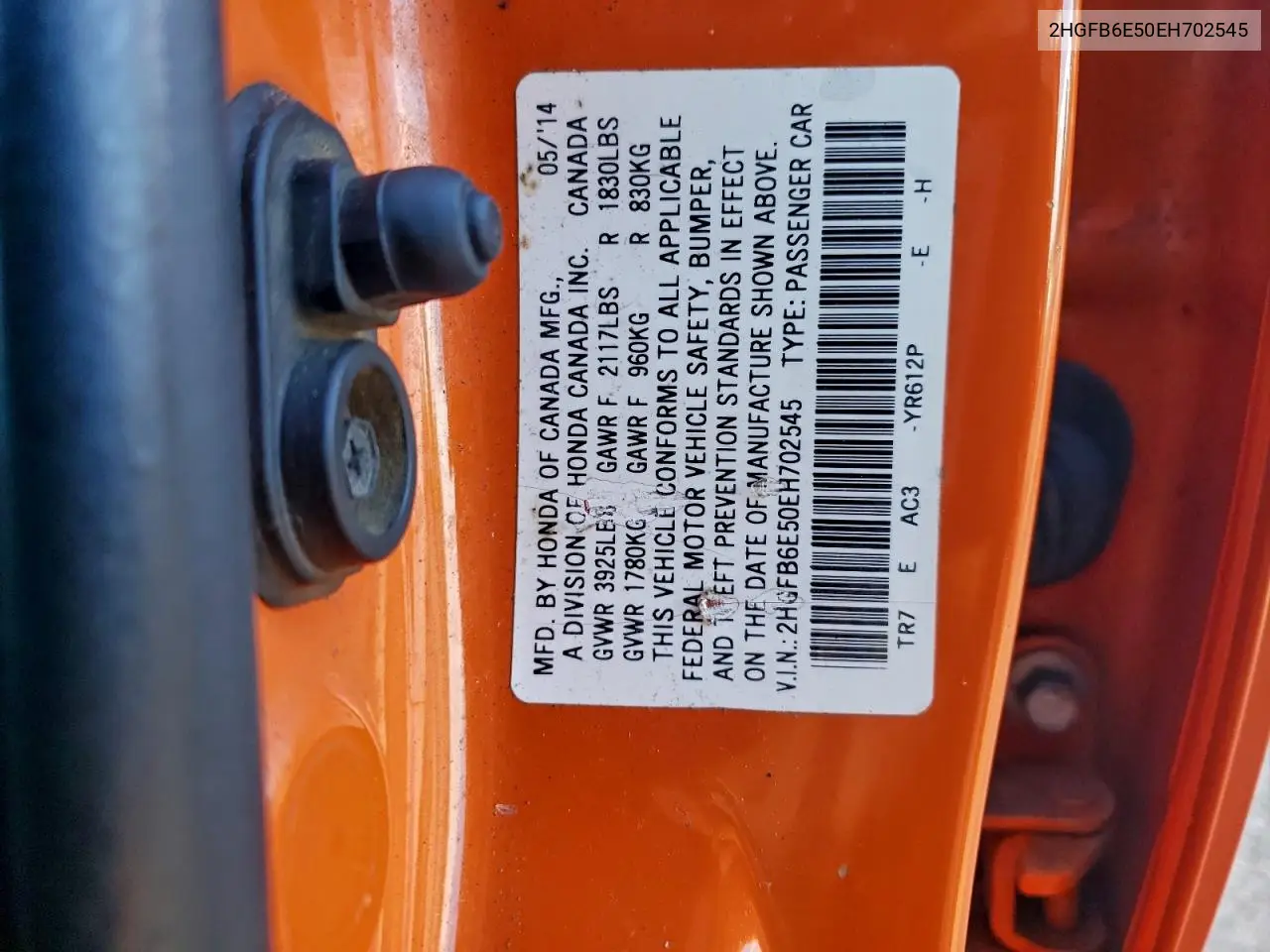 2HGFB6E50EH702545 2014 Honda Civic Si